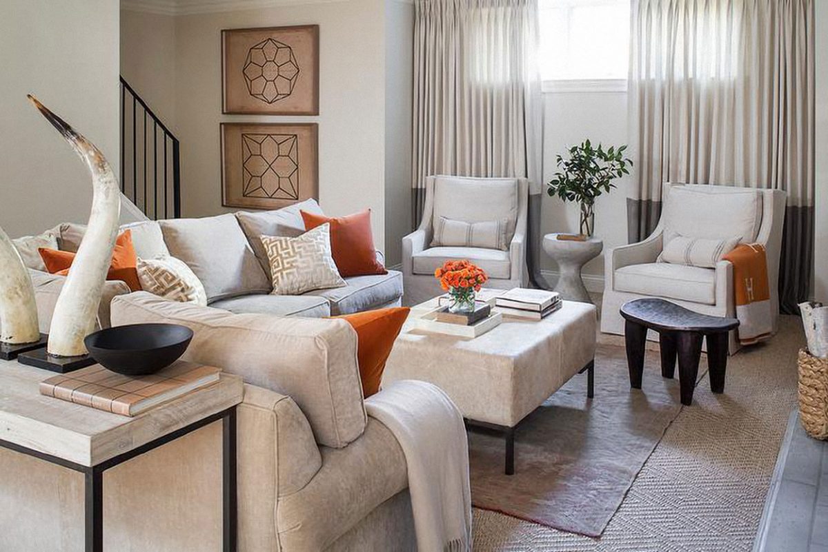 Cozy up with orange - living room accents