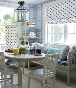 Blue and white trellis background Quadrille