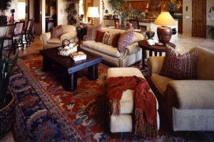 Deep shades of red in traditional living area