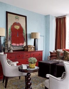 Use red to tie everything together – luxuriously.