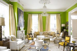 bright cheery colorful walls and furniture