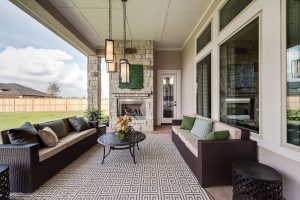 Covered porch and cozy fireplace for family time