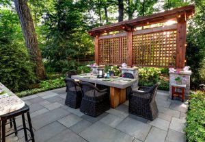Attractive lattice wall as landscape screen