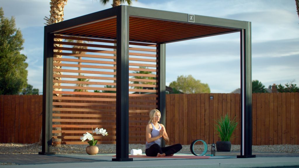Cabana creating meditation or yoga space.