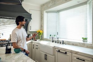 Motorized kitchen window coverings.