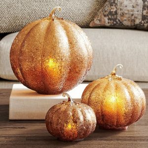 Pumpkin candles add that warm glow