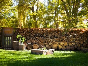 If you position it safely, your woodpile can serve as a design element.