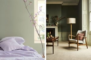 A particularly calming color combination puts October Mist with deeper fern greens.