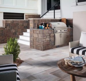 Using different colors in your outdoor patio materials can create zones of use.