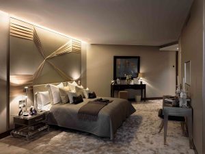 Suede, silk and leather feature wall.