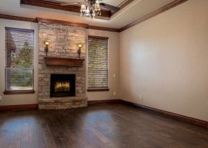 Thin wood trim adds the perfect level of warmth for this room.