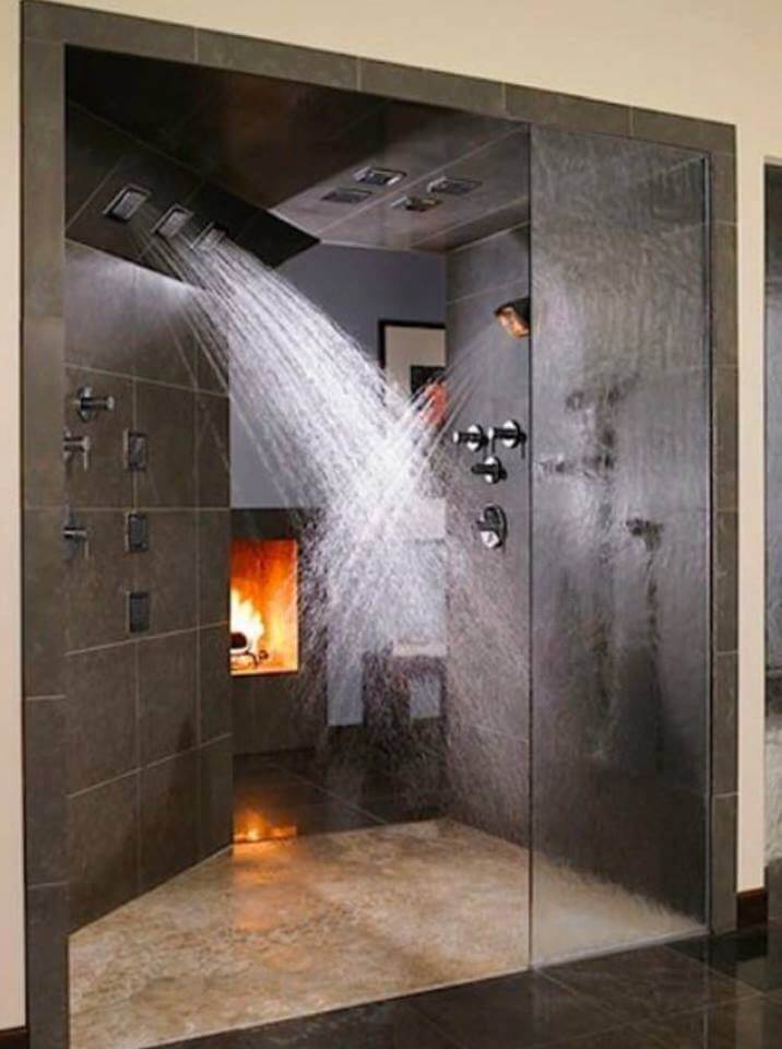 Rain shower bathroom, bringing the outdoors inside.