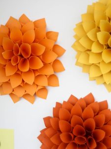 Pretty paper dahlias for your door.