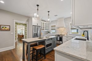 Kitchen with view into dining.
