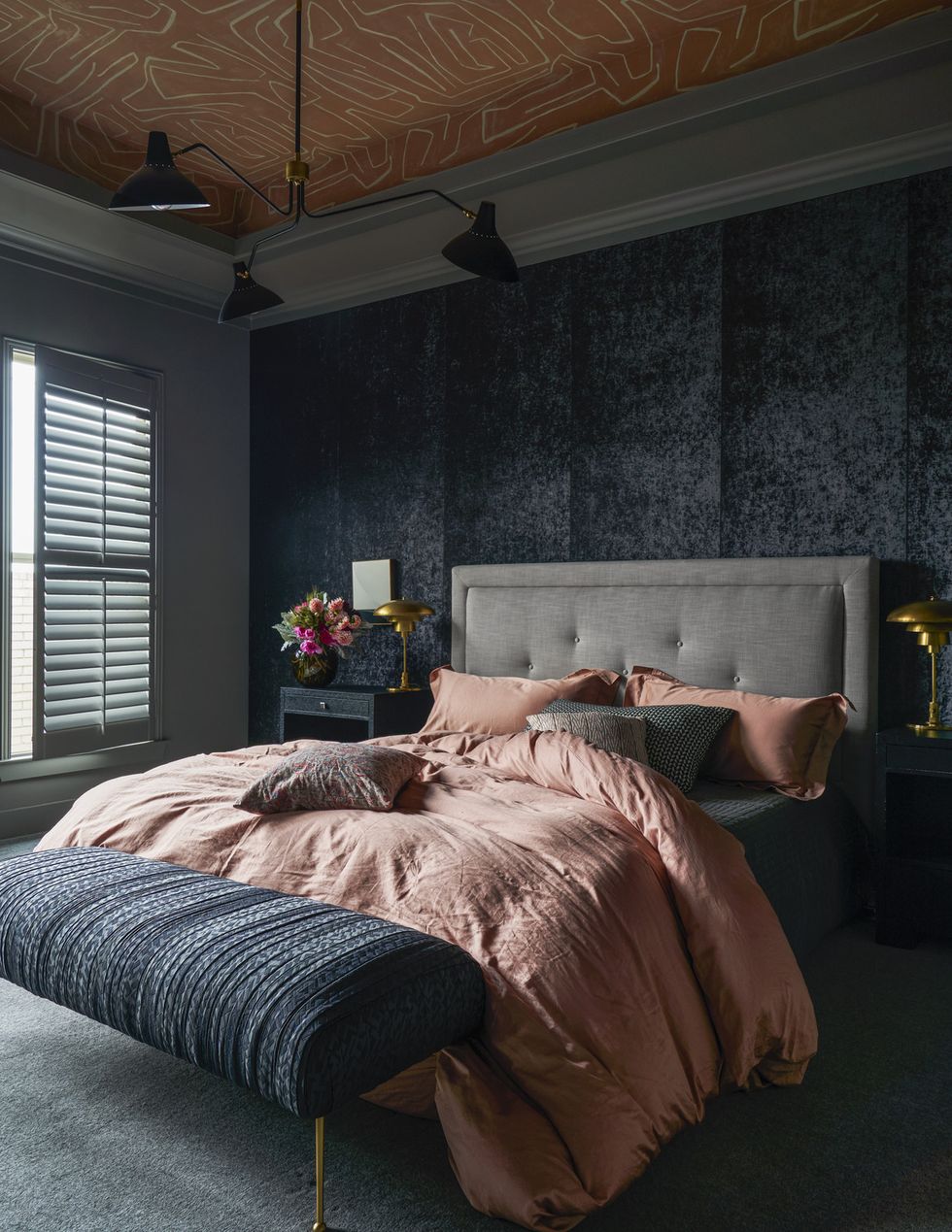Fall interior color palettes: dove gray and mauve.