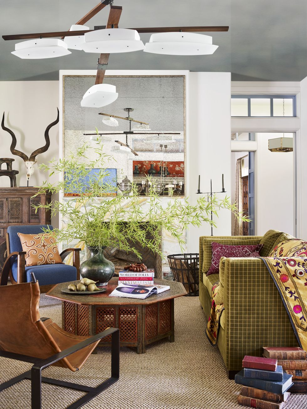 Fall interior color palettes: citron and denim.