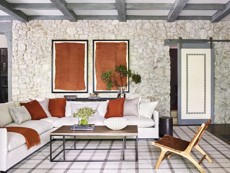 Fall interior color palettes: ochre, opal, and gray.