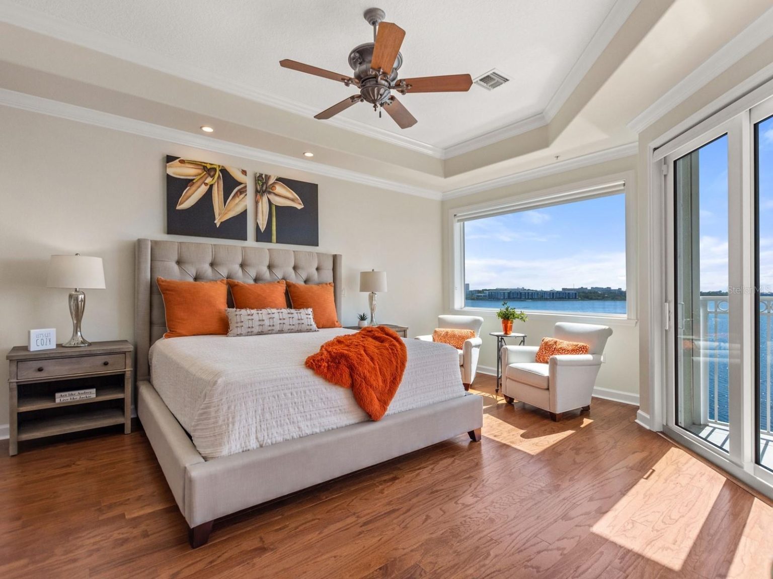 Staging a condo - another view of the master bedroom.