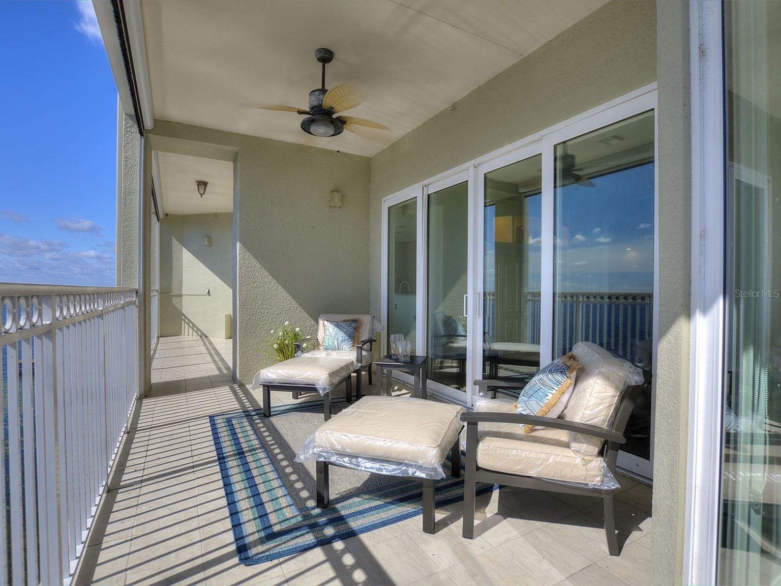 Staging a condo - balcony lakefront view.