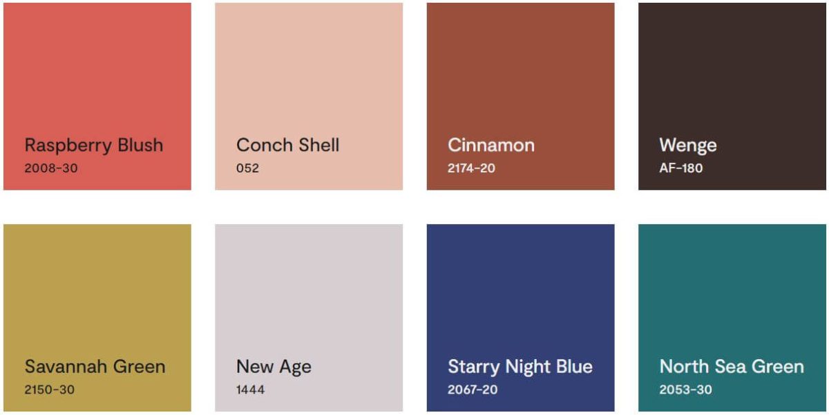 Benjamin Moore's 2o23 color trends palette.
