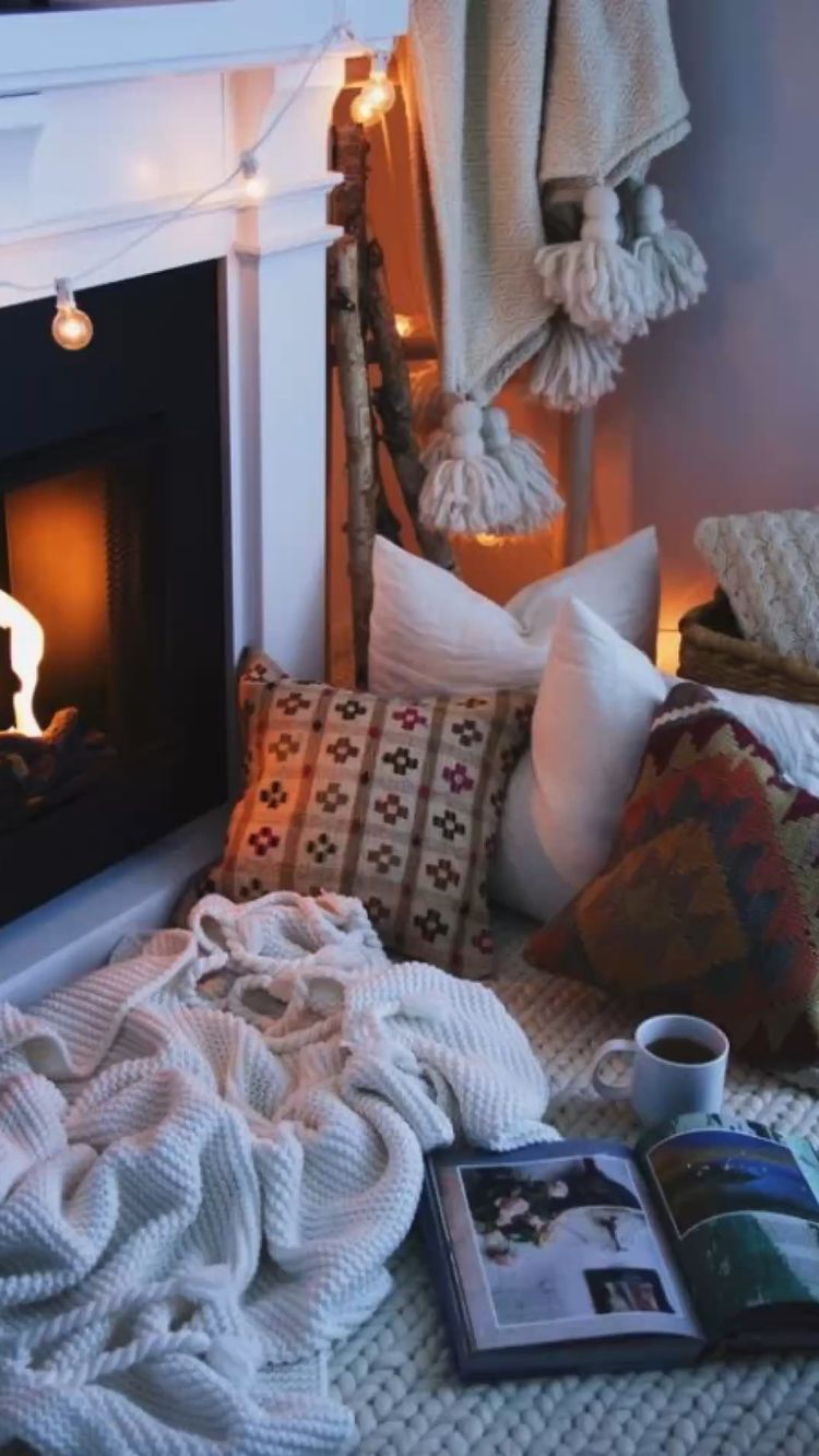 Cozy, warm winter decor means lots of blankets.