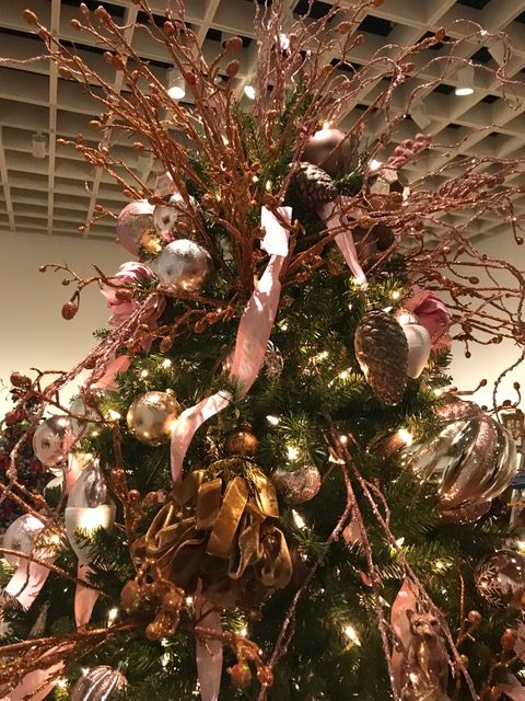 A section of "May All of Your Wishes Come True" pink Christmas tree.