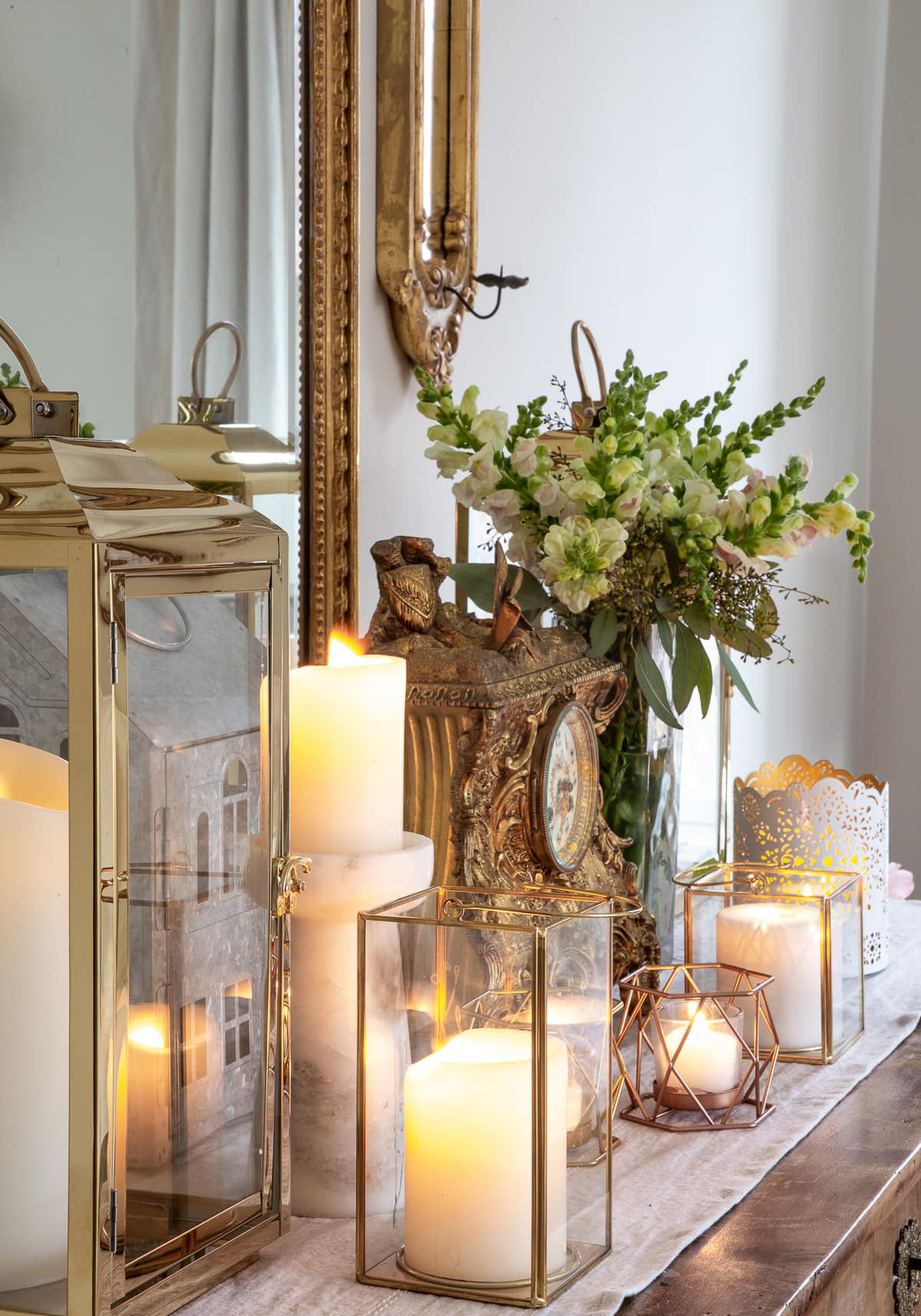 Scatter candles everywhere for warm cozy winter decor.