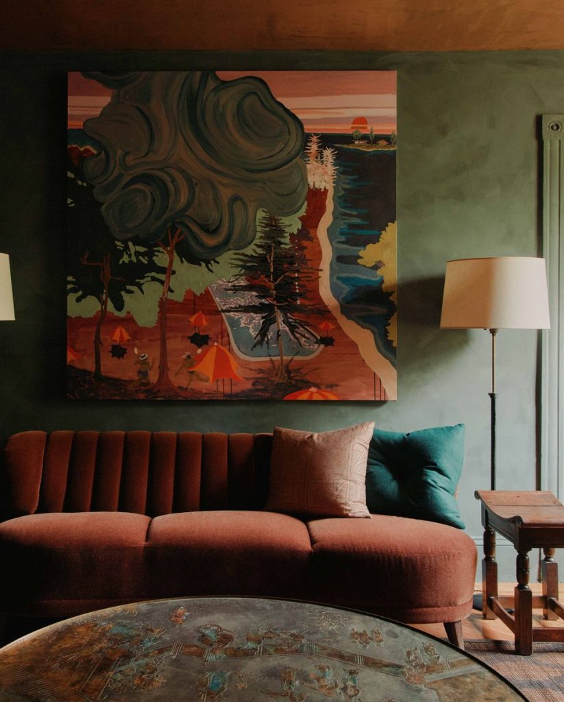Rich, muted tones in living room trends.