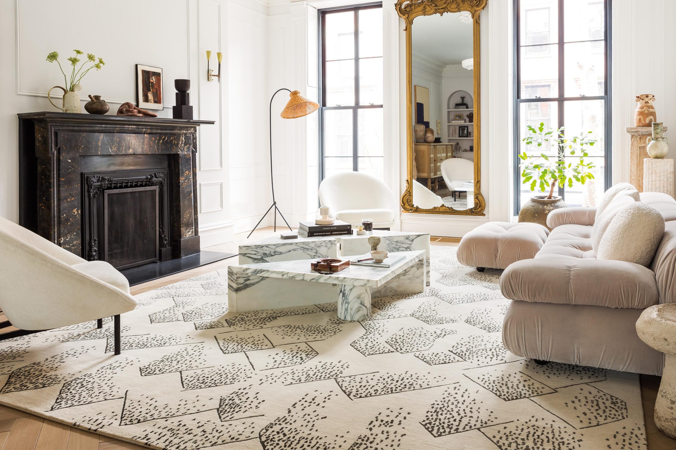 A Brink Ivory wool-and-silk rug by Kelly Wearstler for the Rug Company.