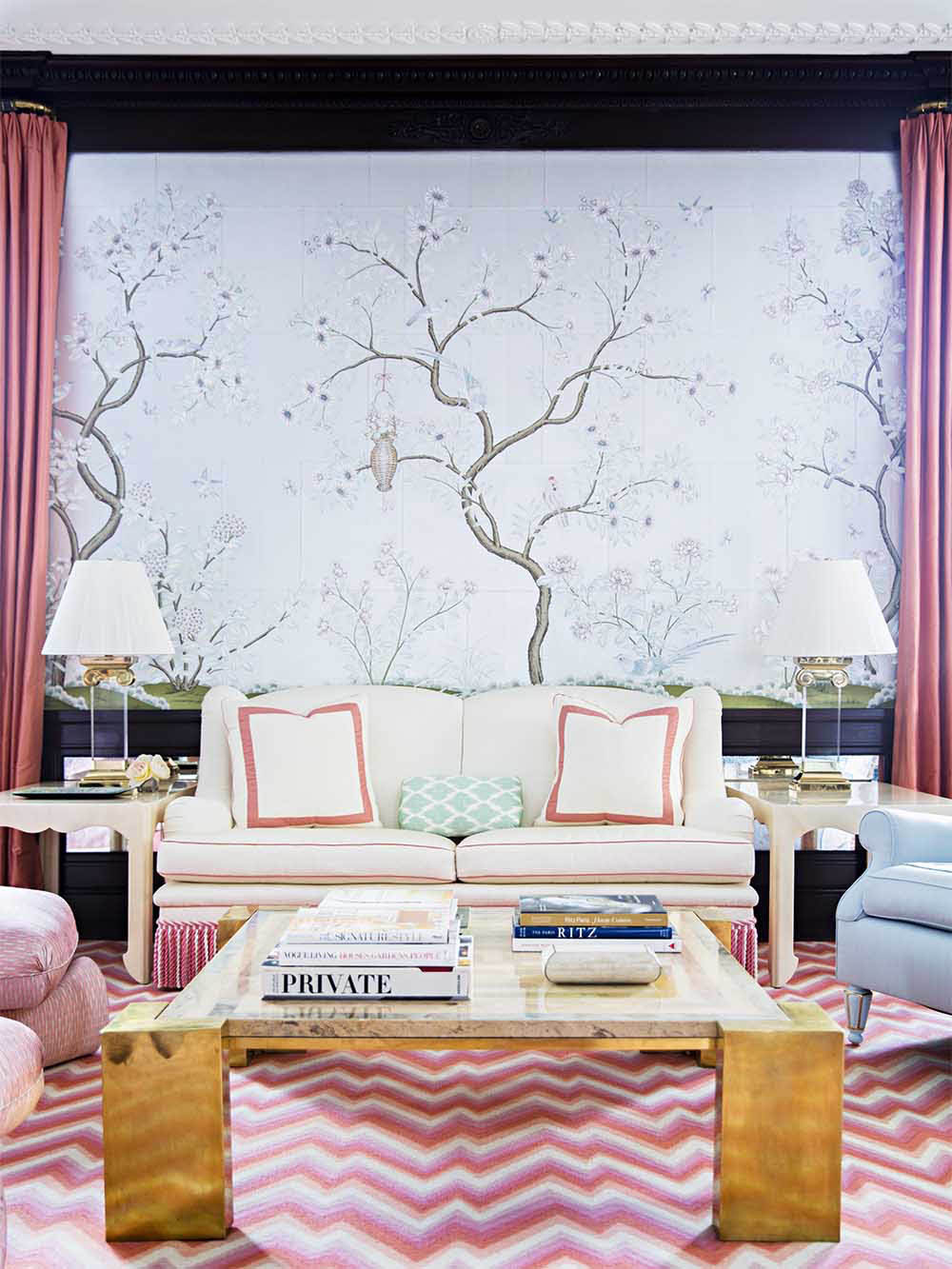 The Catalyst wool-and-linen rug for Merida is used as a feature element in a home on the Upper East Side of Manhattan.