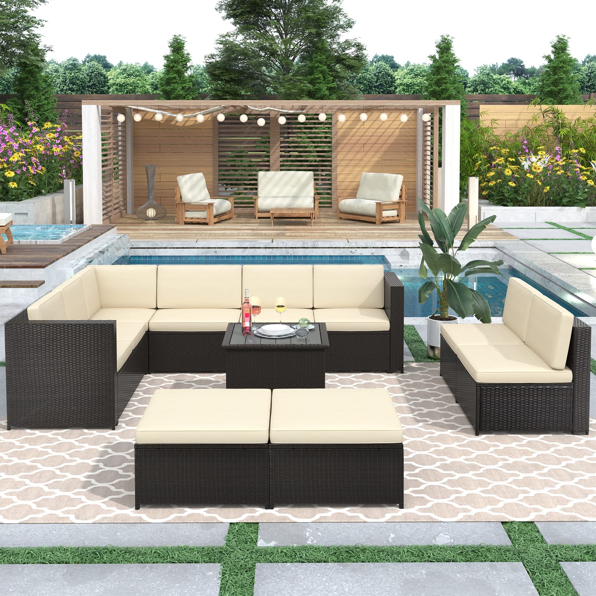 Larger dining and seating groups accommodate more entertaining outdoors.