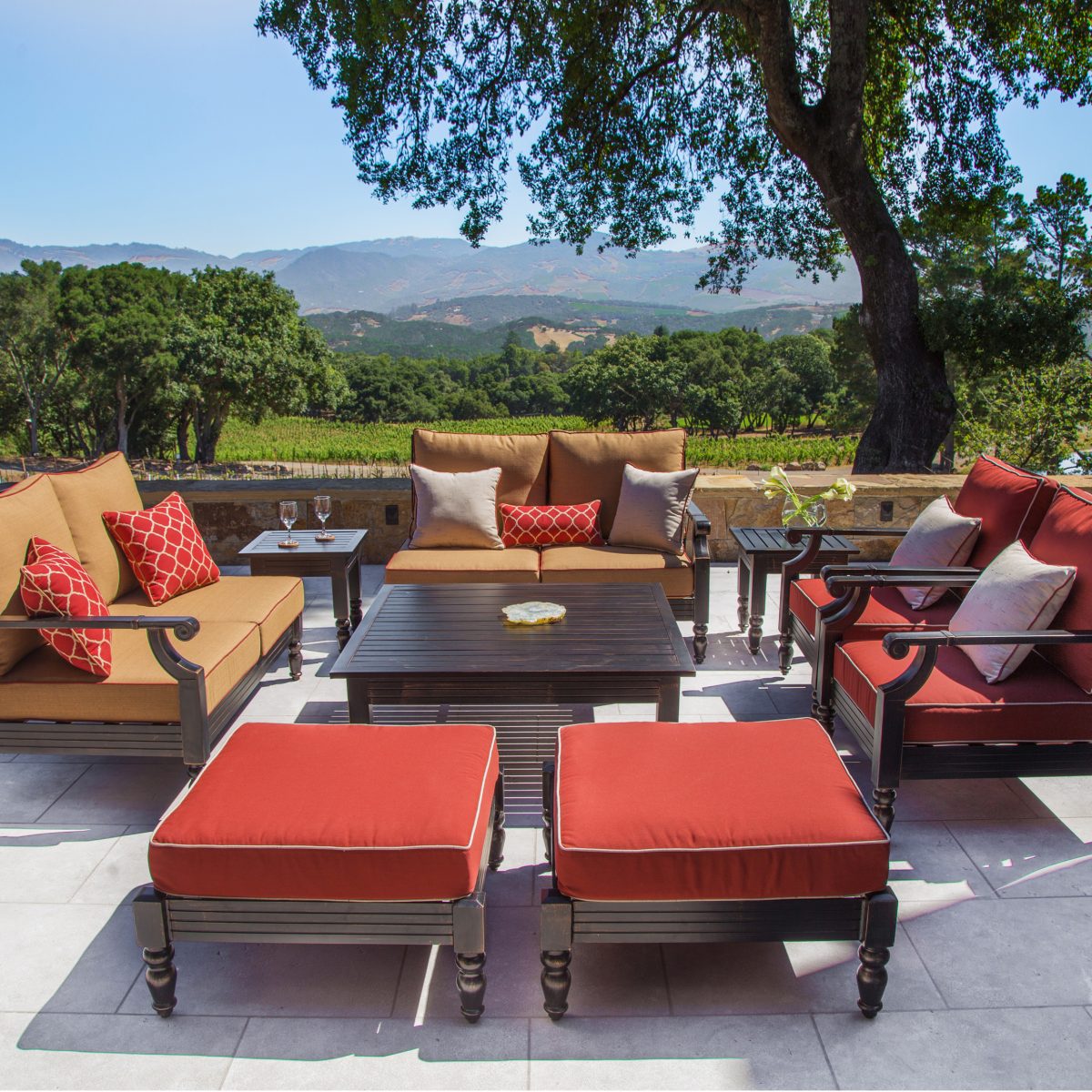 With more socializing lately, larger dining and seating groups accommodate more entertaining outdoors.