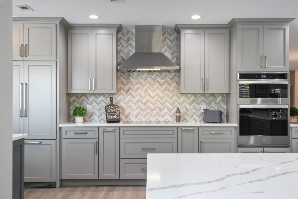 The remodeled/renovated kitchen area.