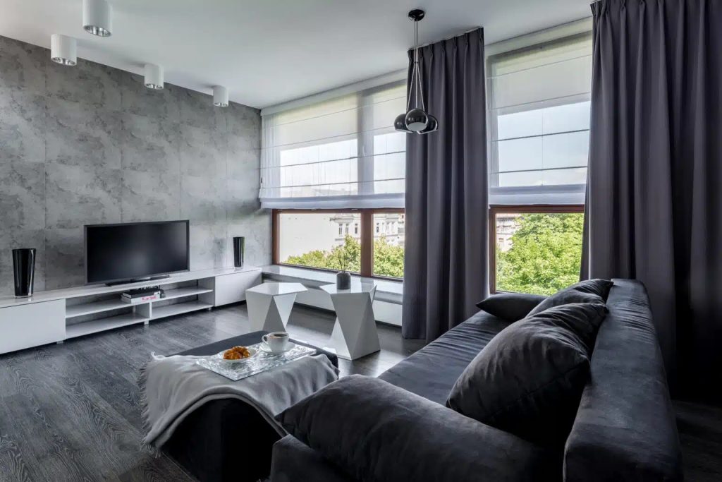 Mix window treatments for more visual interest.
