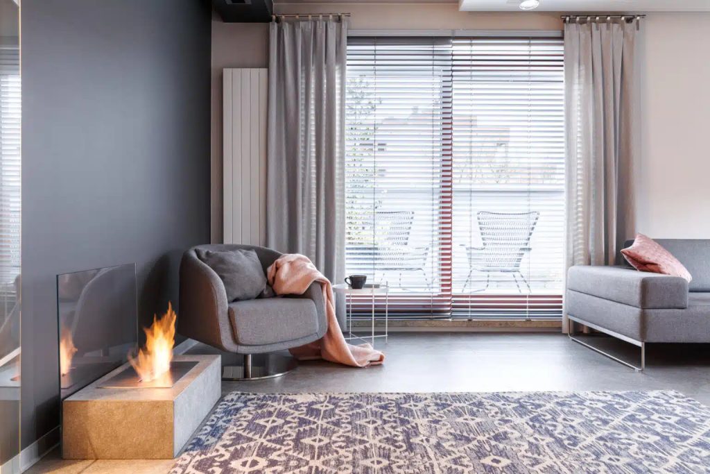 Vinyl horizontal blinds are an affordable choice of window treatments if you have many windows to cover.