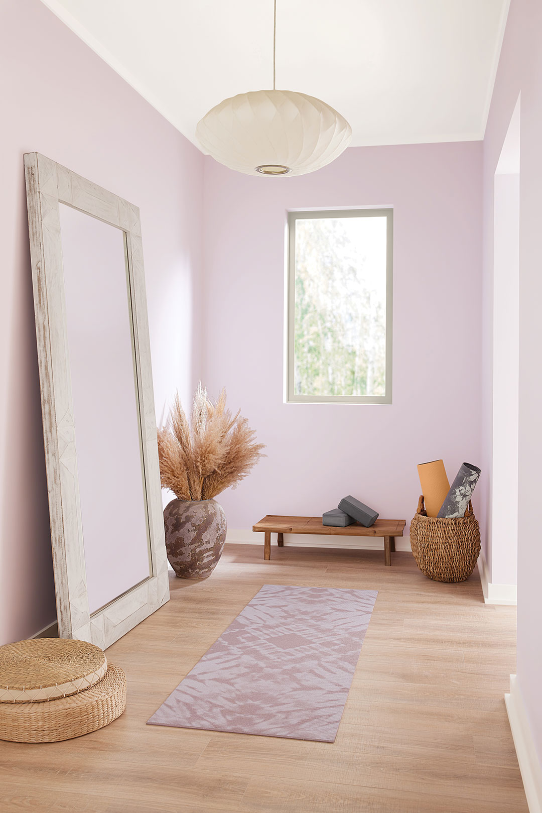 Wallflower paint color goes nicely with natural elements.
