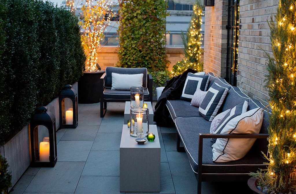 Have fun with lighting for your outdoor patio spaces.