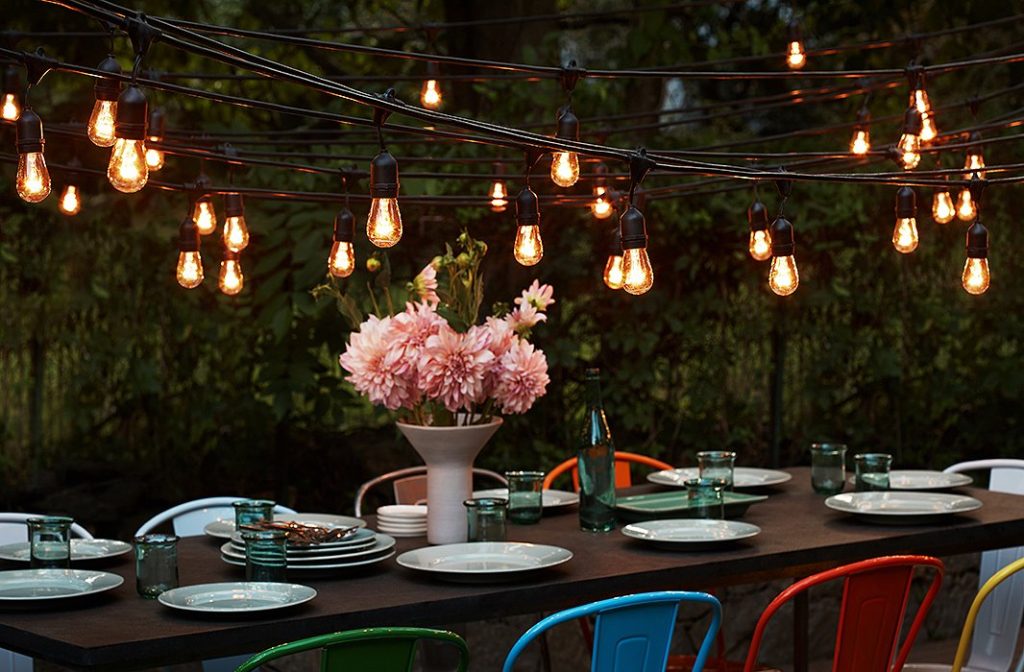 Strings of lights can add a touch of magic and whimsy to our outdoor patio spaces.