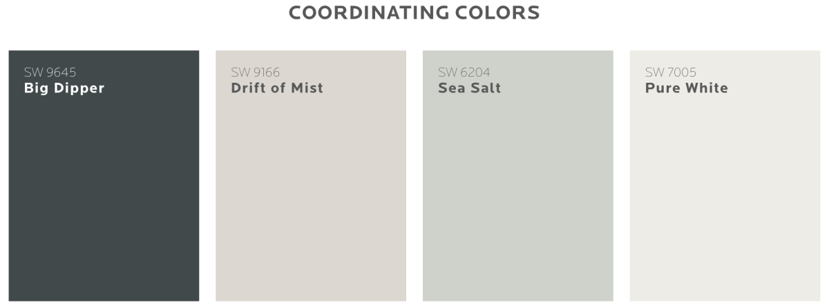 Silvermist coordinates with these other colors for a coastal vibe.