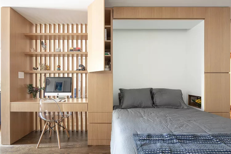 Murphy bed in a home office.