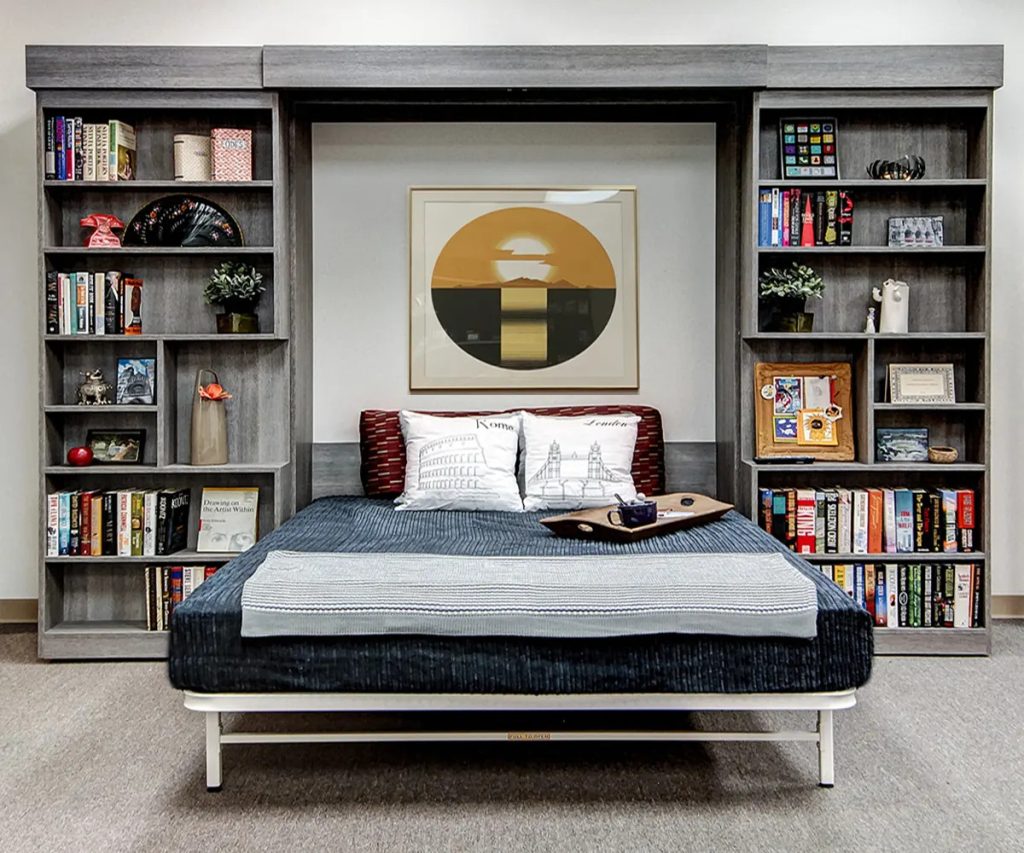 A Murphy bed for bedroom, home office, or library room.