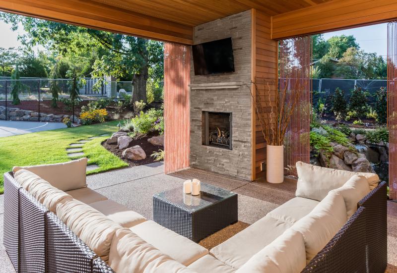 Bring your living room outside by adding all the entertainment features you'll want.