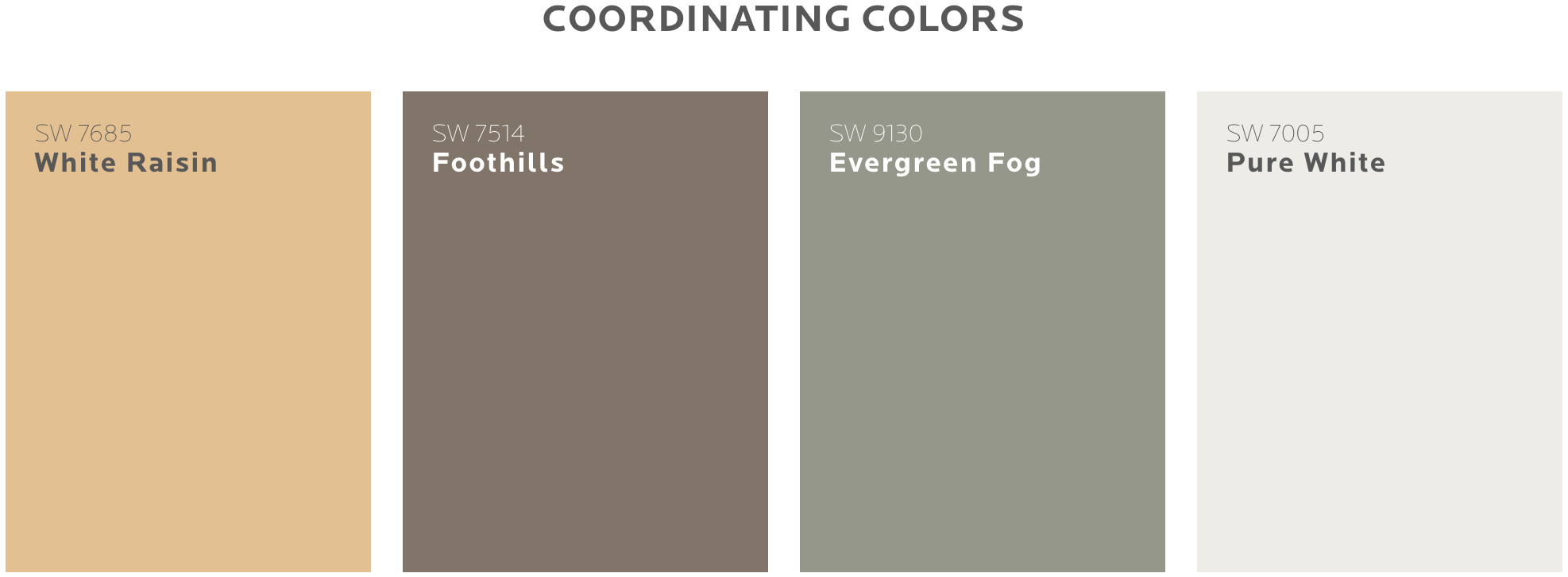 Sherwin-Williams paint colors that coordinate with Cascades.