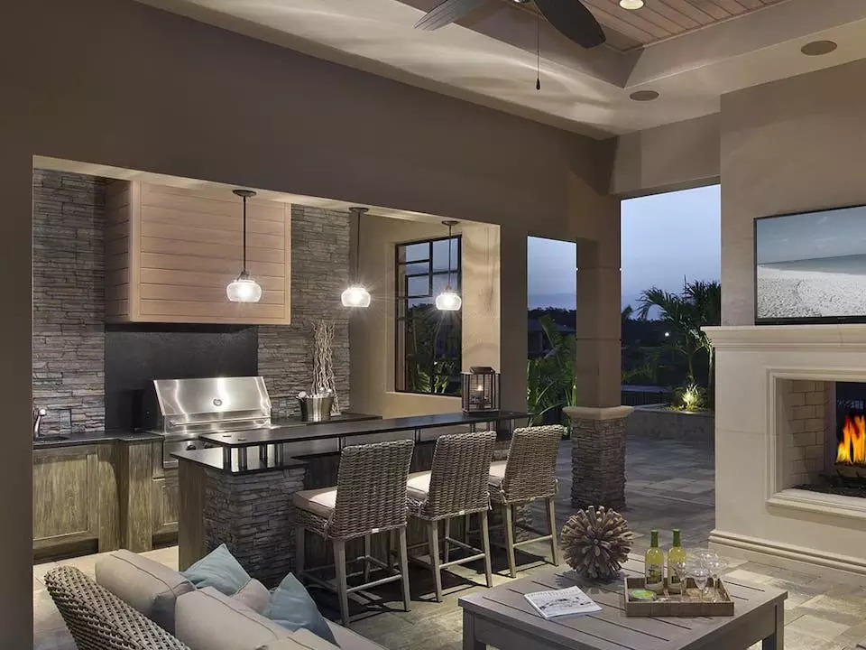 Consider an outdoor kitchen for your outdoor living spaces.