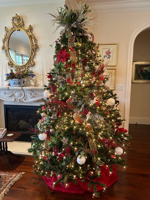 Christmas tree decorating for a private residence.