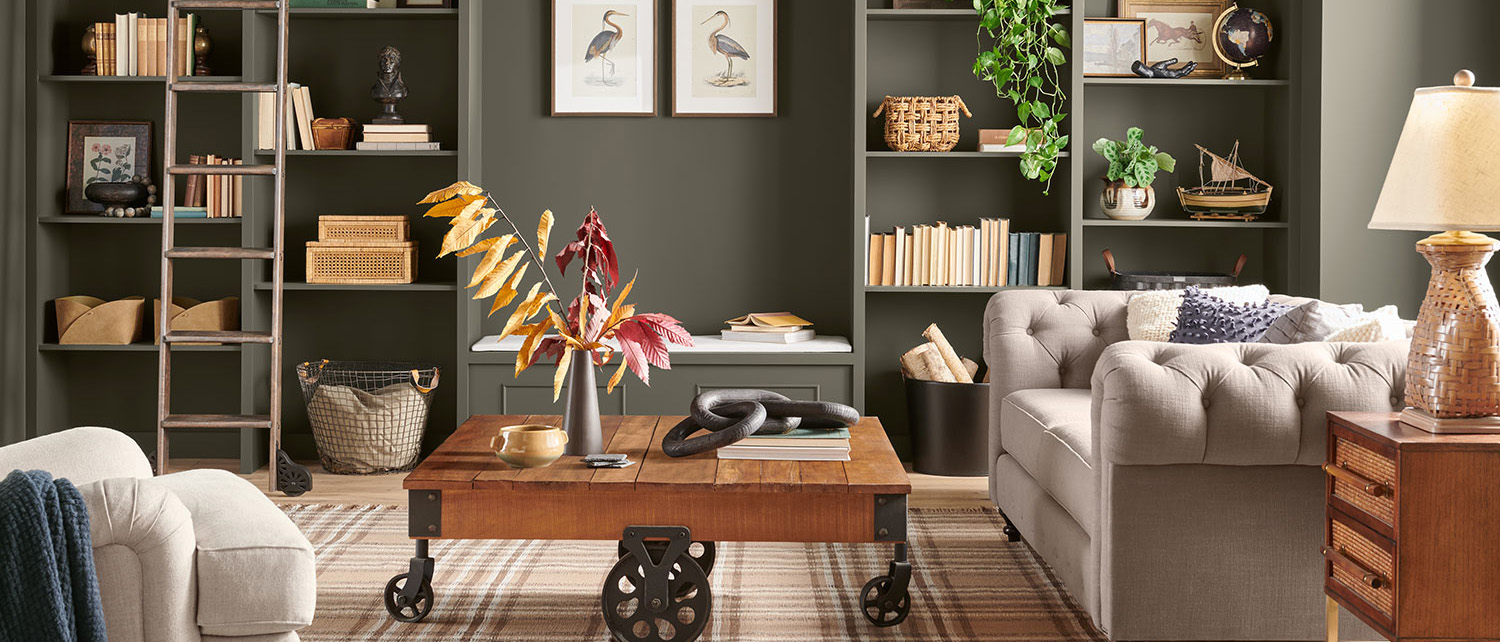 March 2024 Color of The Month Roycroft Bronze Green Soho Interior