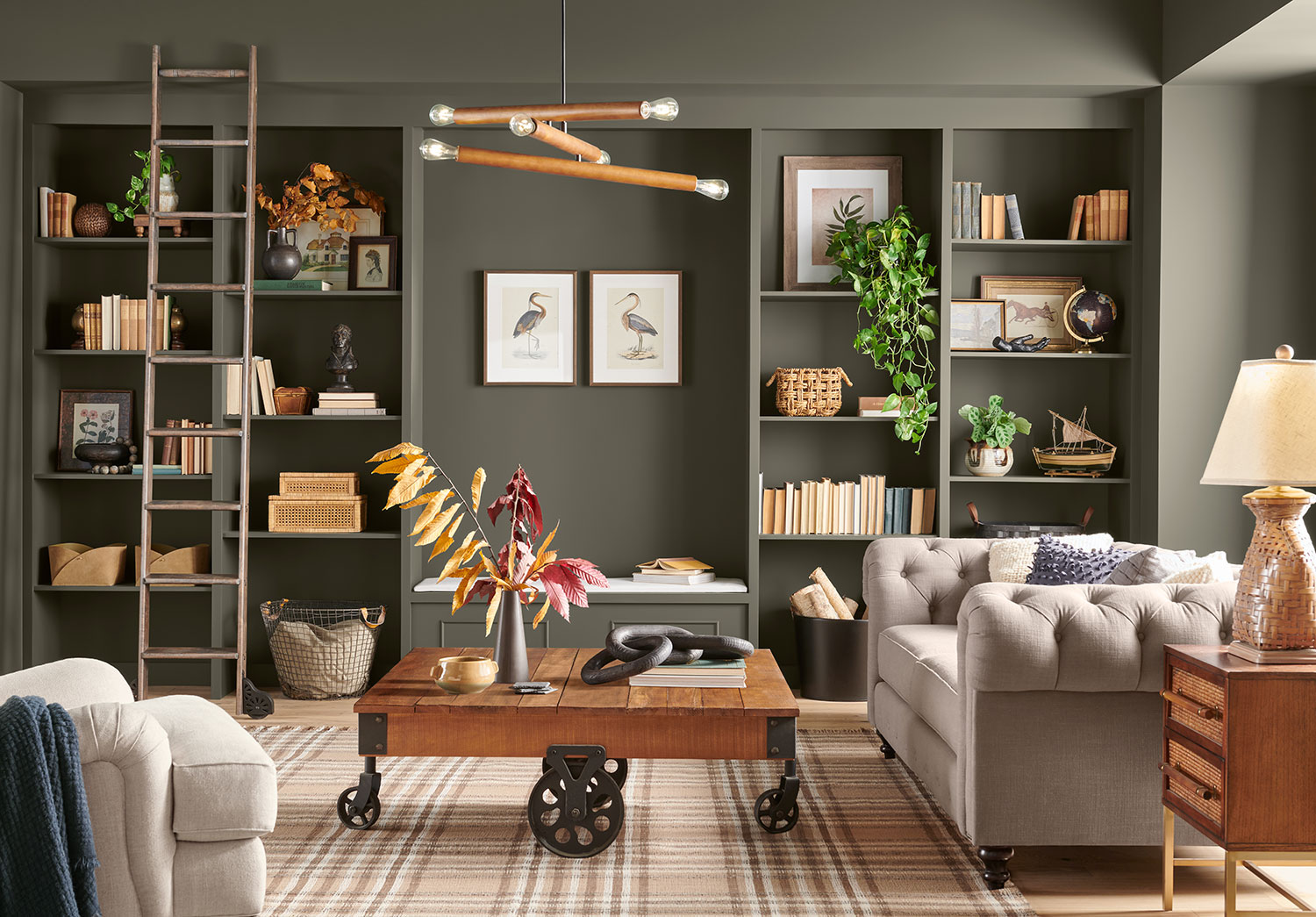march2024-roycroftbg-libryrary-feature Roycroft Bronze Green is a versatile, earthy forest green that captures the calm serenity of the outdoors, with an easy inviting character.