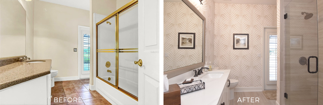 Glen Cannon Court project-guest bathroom Lake Mary guest bathroom renovation upgrade before and after.