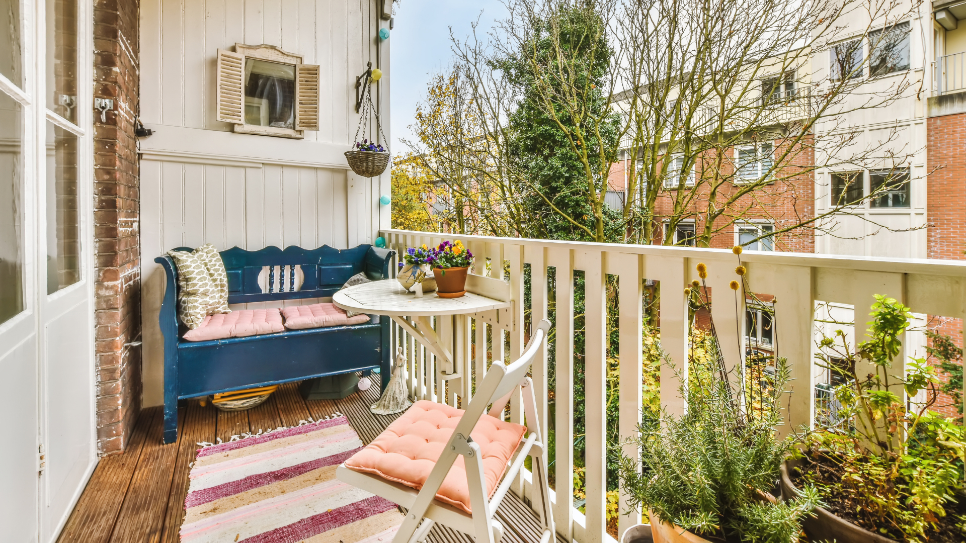 Add a rug area to your outdoor space.