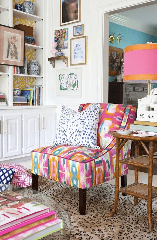 Joyful color and pattern defines dopamine decor.
